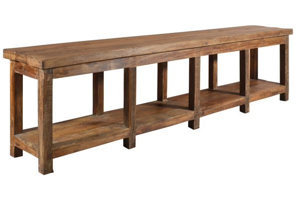 Rustic Solid Table with Shelf