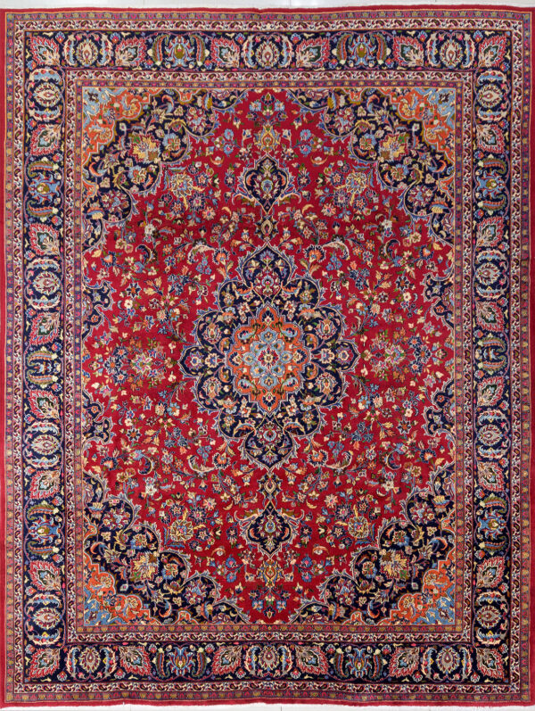 Persian Hand Knotted Mashad Carpet: 379cm x 287cm