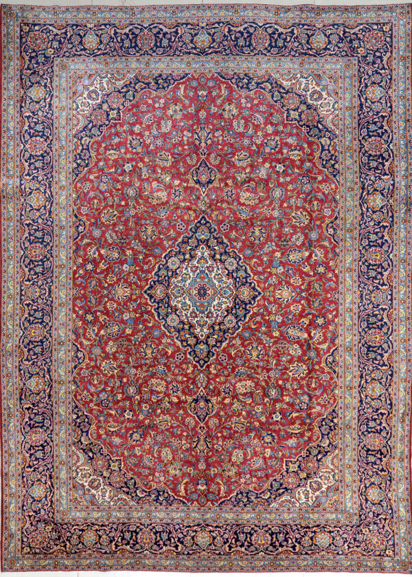 Persian Hand Knotted Kashan Carpet: 407cm x 296cm