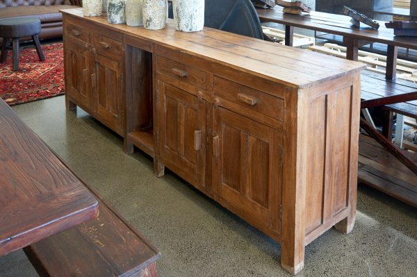 Teak Panelled 4 Drawer Sideboard