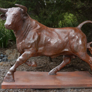 Large Cast Iron Bull Sculpture