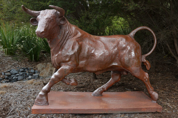 Large Cast Iron Bull Sculpture