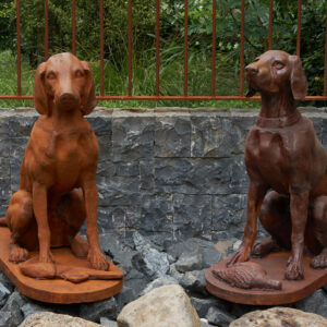 Cast Iron Dog on Base Sculpture