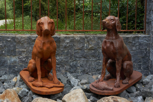 Cast Iron Dog on Base Sculpture
