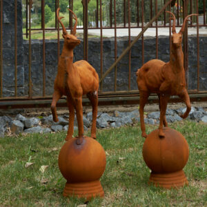 Cast Iron Antelope Sculptures