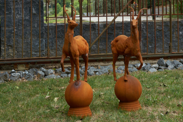 Cast Iron Antelope Sculptures