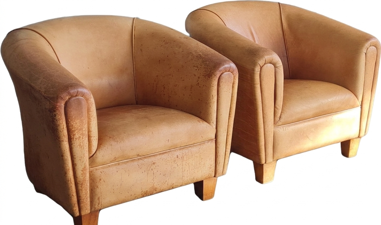 Vintage Leather Tub Chairs - Image 3