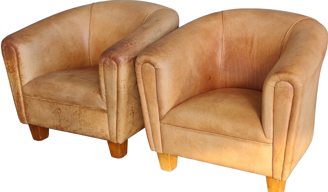 Vintage Leather Tub Chairs - Image 2