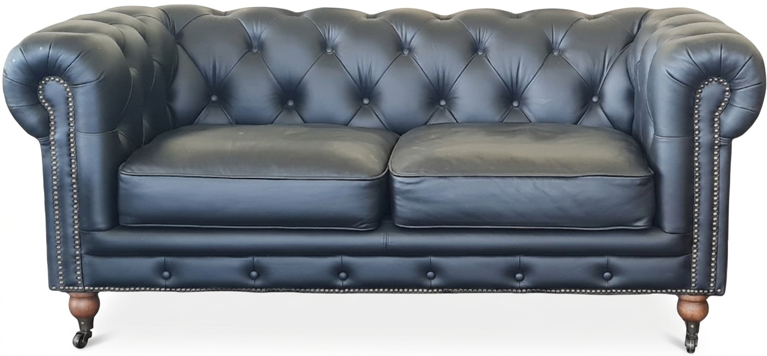 Scorched Black 2 seater Chesterfield - Image 2