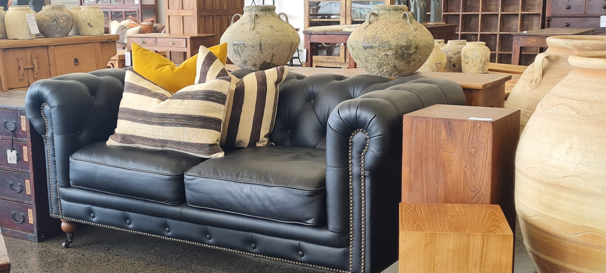 Scorched Black 2 seater Chesterfield