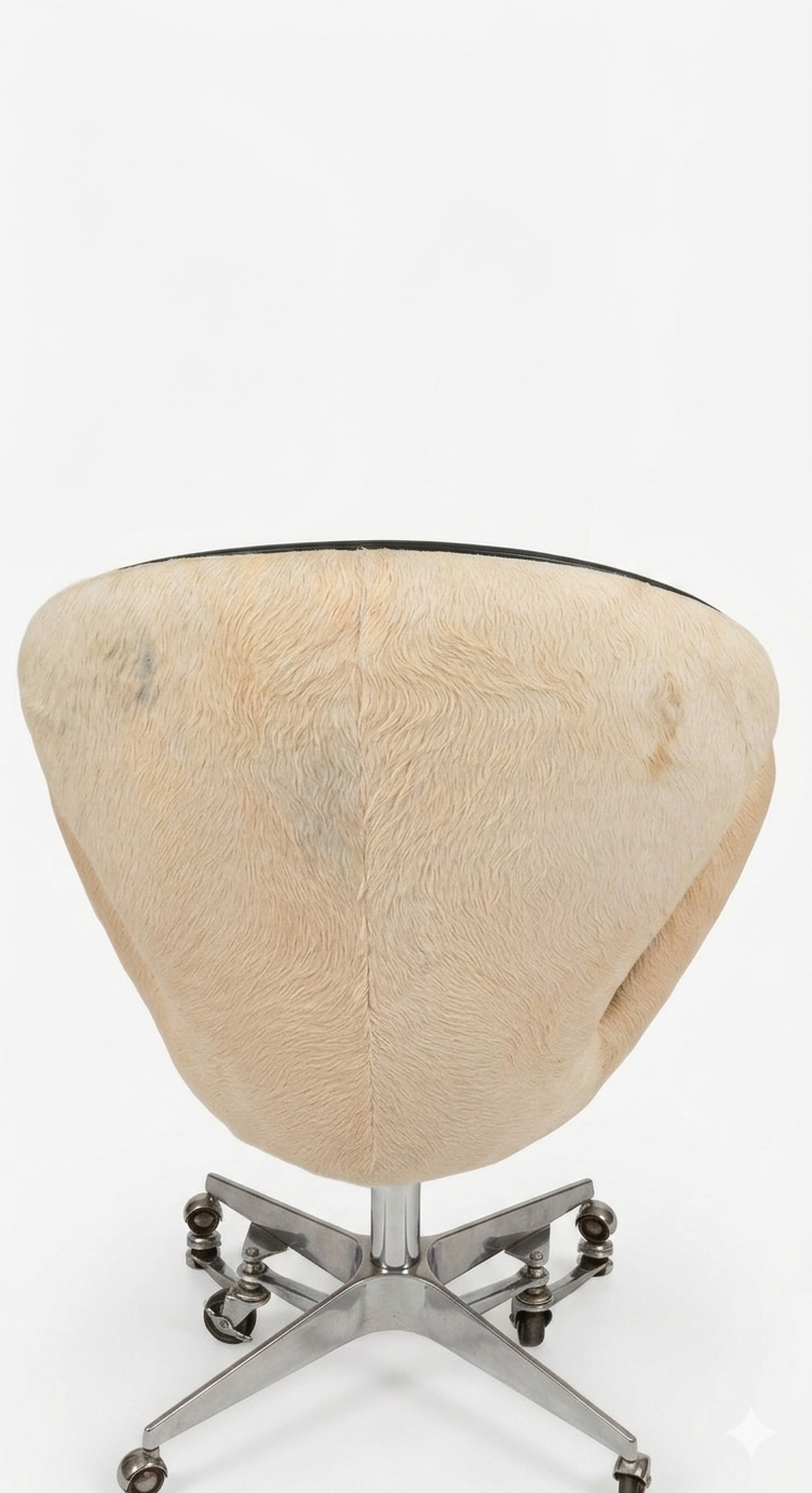 Mid Century Leather and Hide Swivel Egg Chairs - Image 4