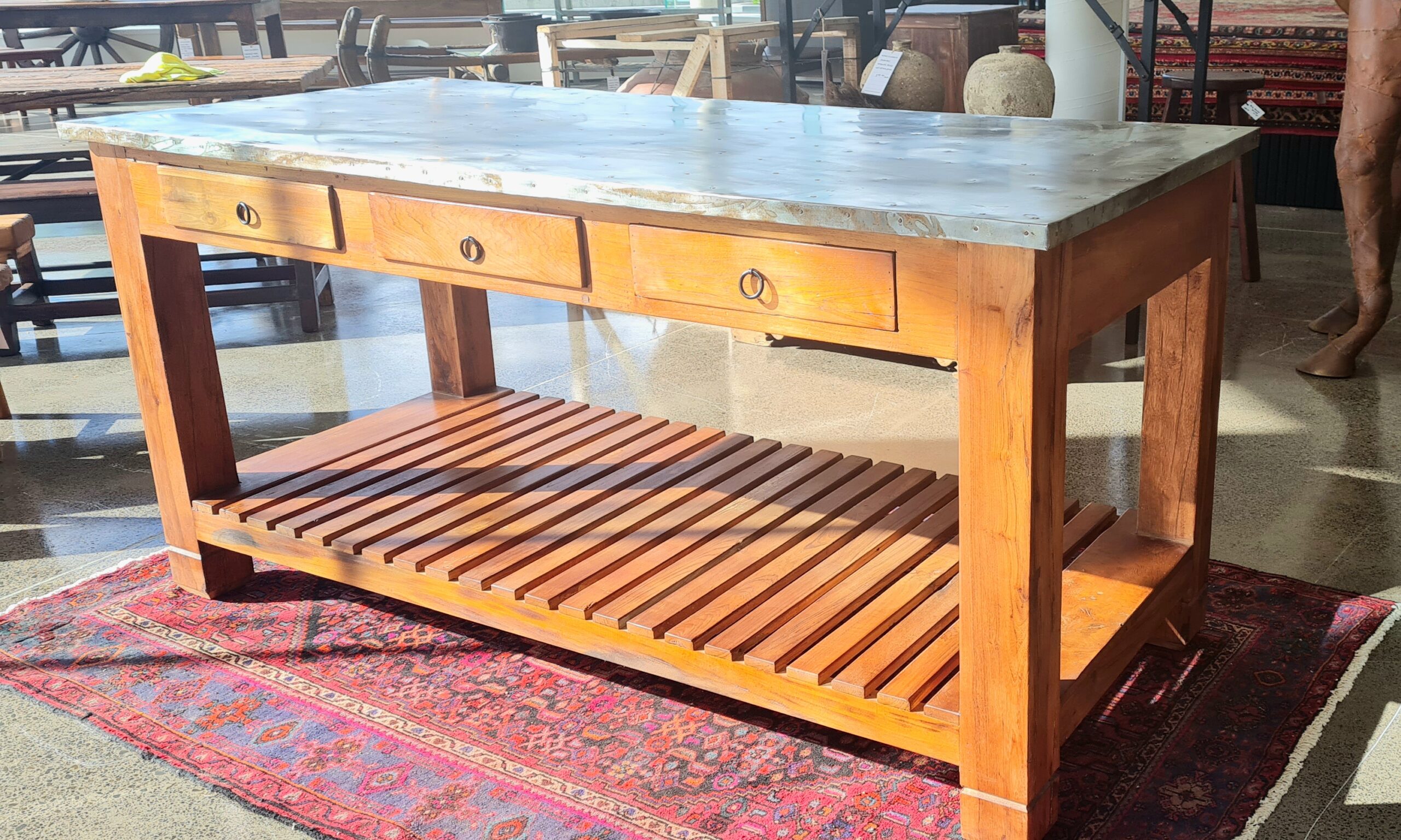 Original Zinc Top Kitchen Workbench - Image 3