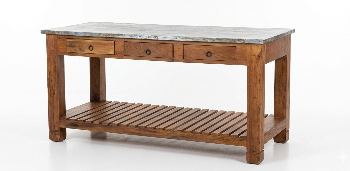 Original Zinc Top Kitchen Workbench