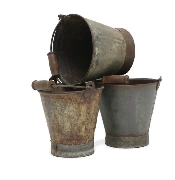 Rustic Buckets with Wooden Handles