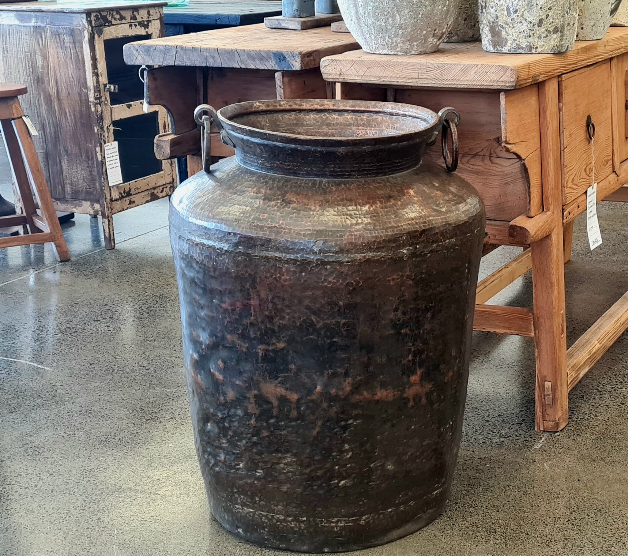 Vintage Copper Grain Pot - Image 2