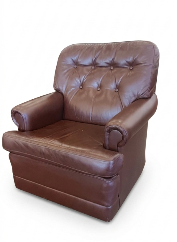 Pair of Vintage 1970's Danske Mobler Leather Armchairs