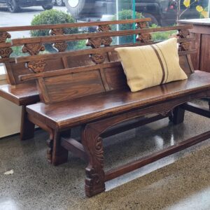 Vintage Handcarved Oak Benchseats