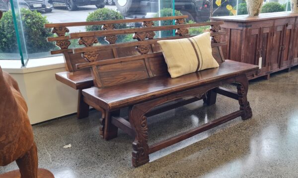 Vintage Handcarved Oak Benchseats