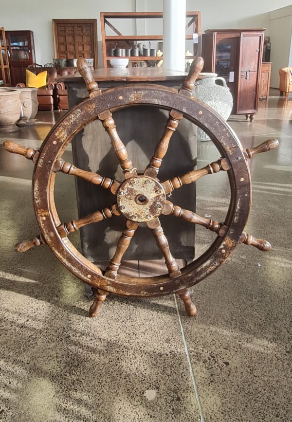 Large Vintage Original Ships Wheel