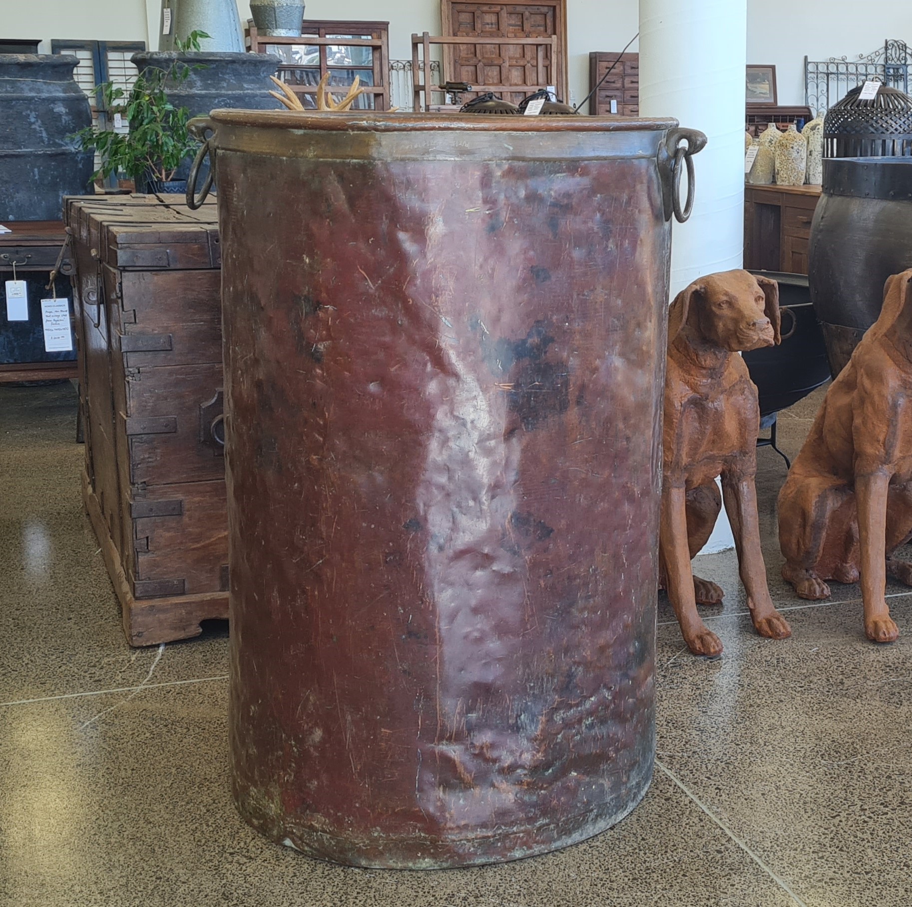 Tall Vintage Copper Grain Pot - Image 3