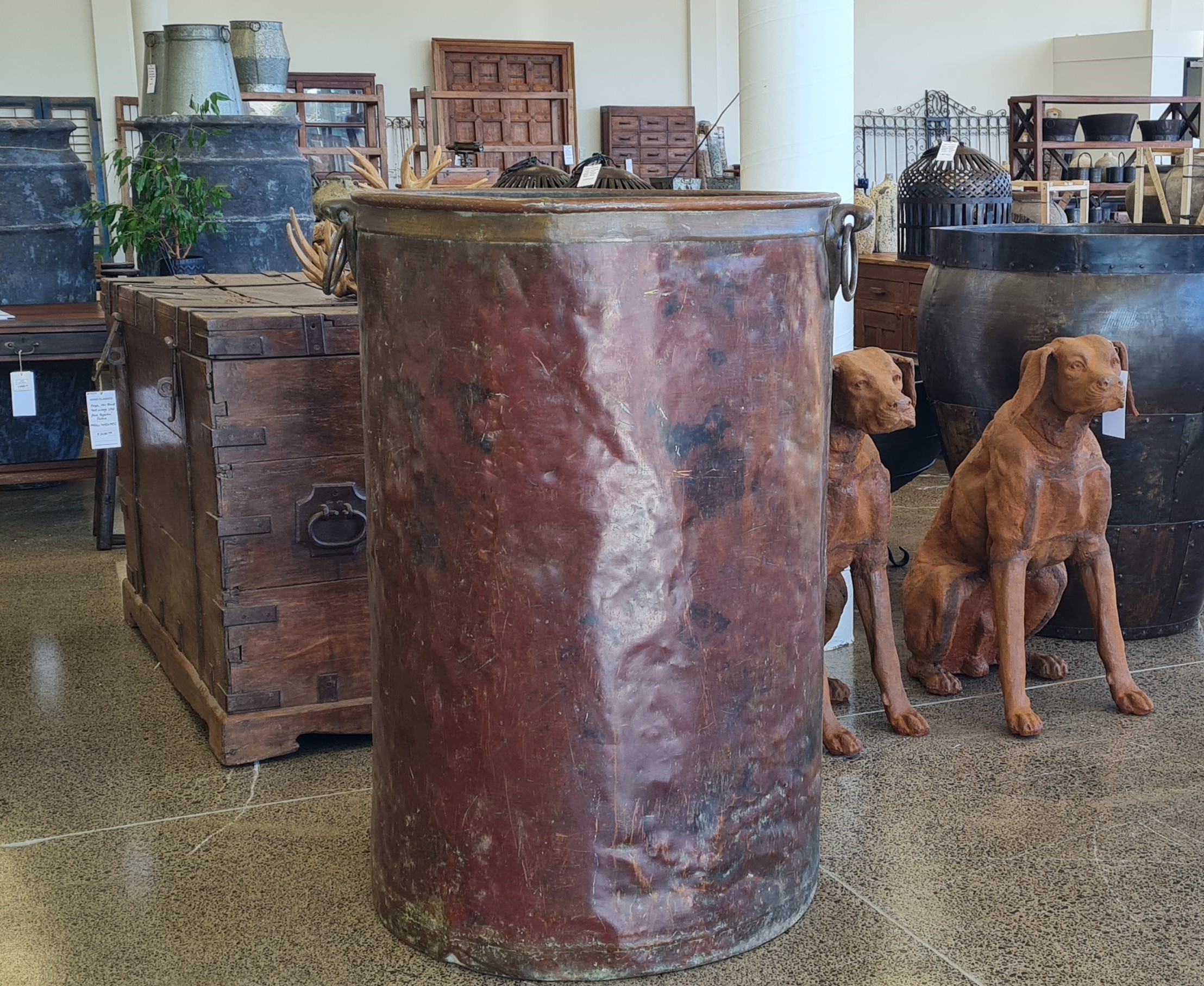 Tall Vintage Copper Grain Pot - Image 2