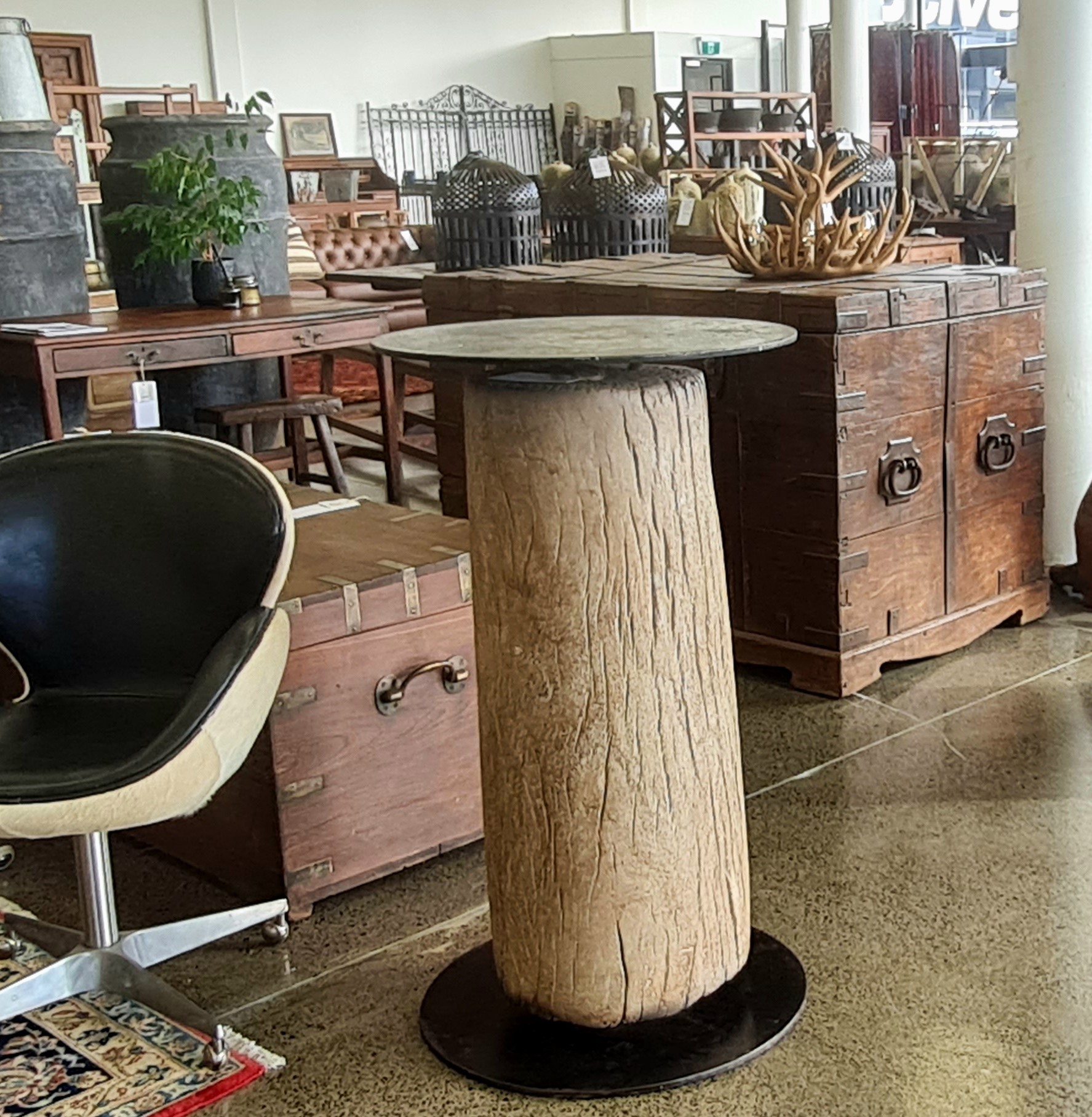 Vintage Teak & Iron Bar Leaner - Image 2