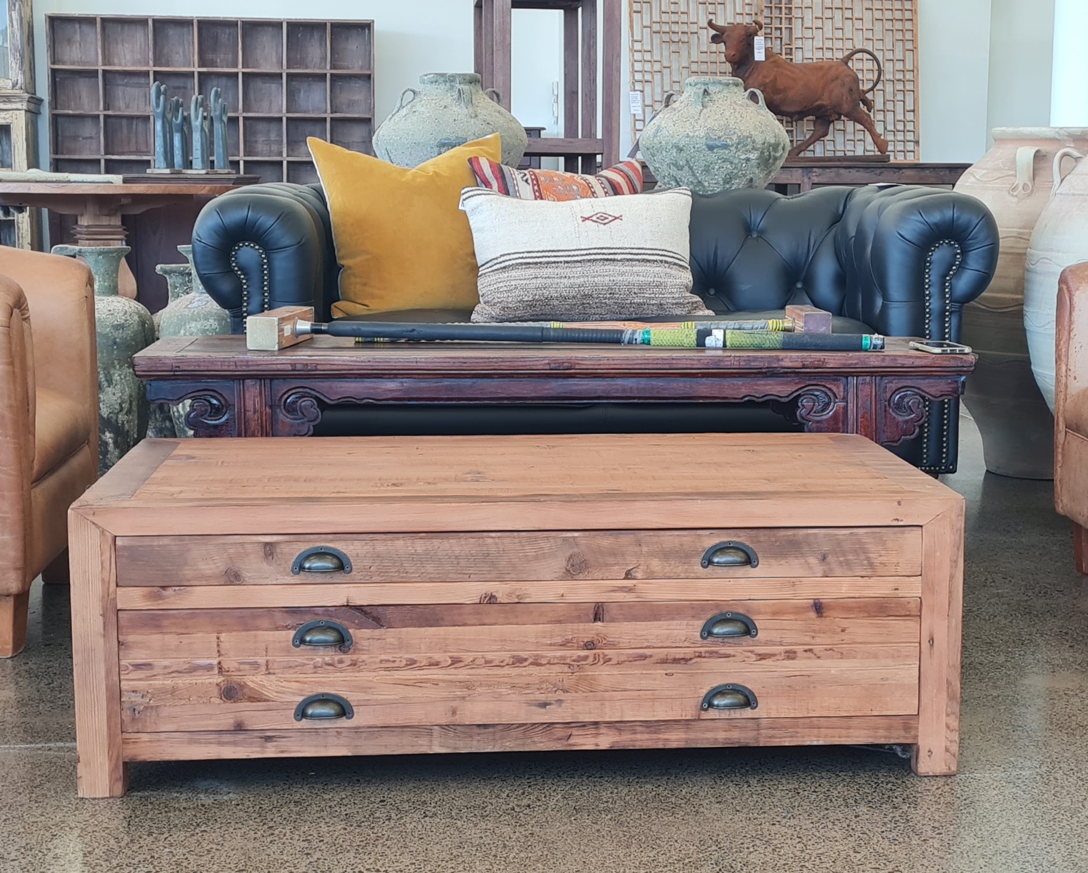Rustic Multi Drawer Coffee Table - Image 3