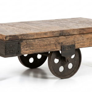 Reclaimed Teak & Iron Baggage Trolley Coffee Table