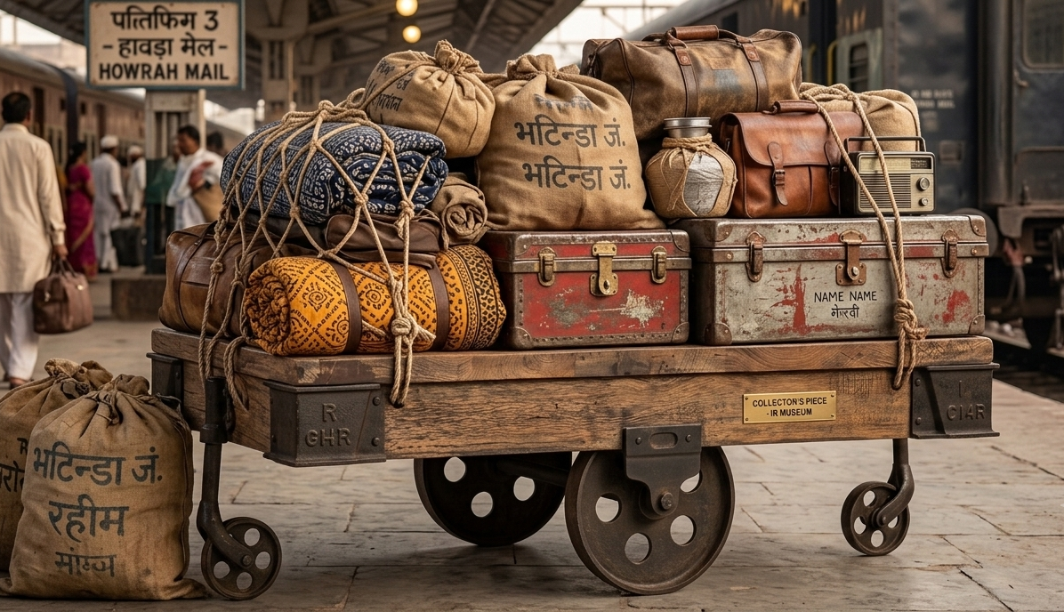 Reclaimed Teak & Iron Baggage Trolley Coffee Table - Image 3